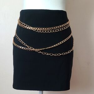 Zara Black Skirt with Gold Chain Detail